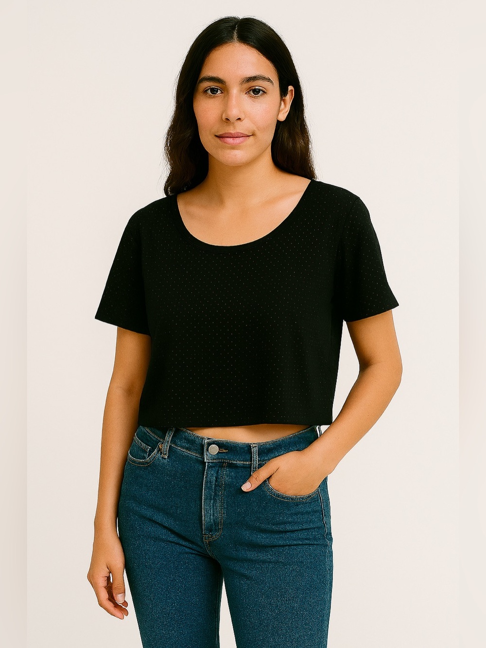 H&M Black Short Sleeve Crop Top